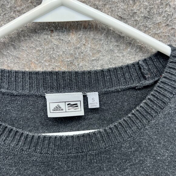 Adidas Pullover Men Small Gray Knit Pullover Crewneck Sweatshirt Trefoil CF540 - Picture 7 of 10